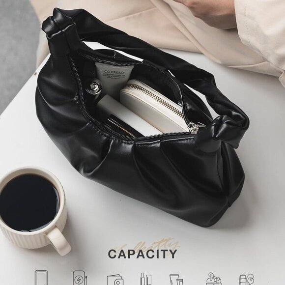 Small PU Leather Shoulder Bag for Women Compact Clutch Purse with Zipper - Picture 3 of 7